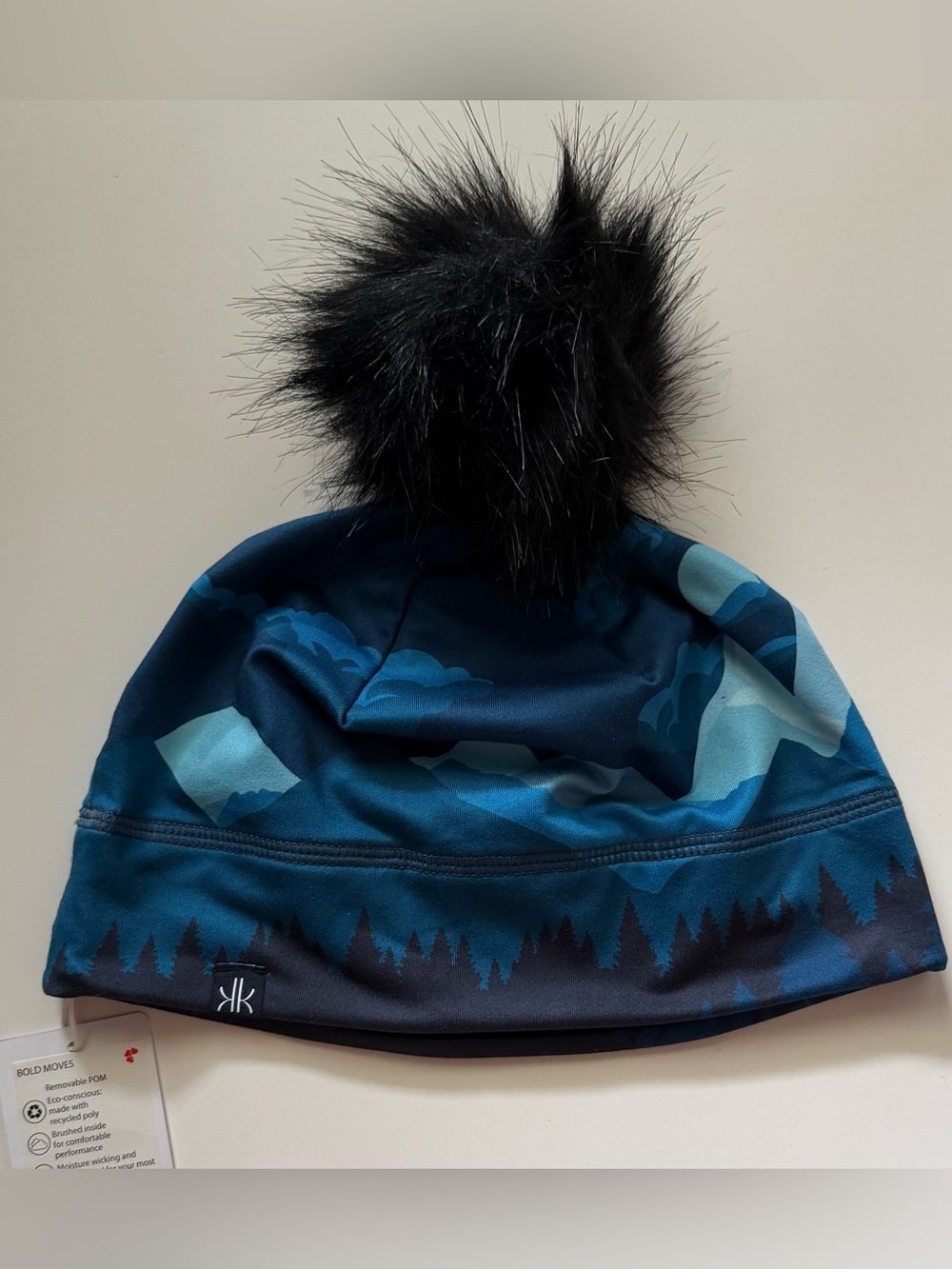 Krimson Klover Apres Ski Winter Pom Beanie Hat Hiker Blue One Size